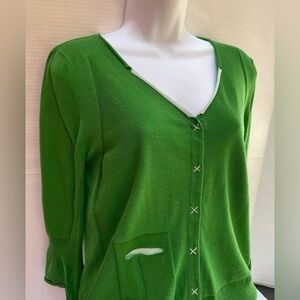 Anthropologie Moth green v-neck cardigan sweater large bohemian boho